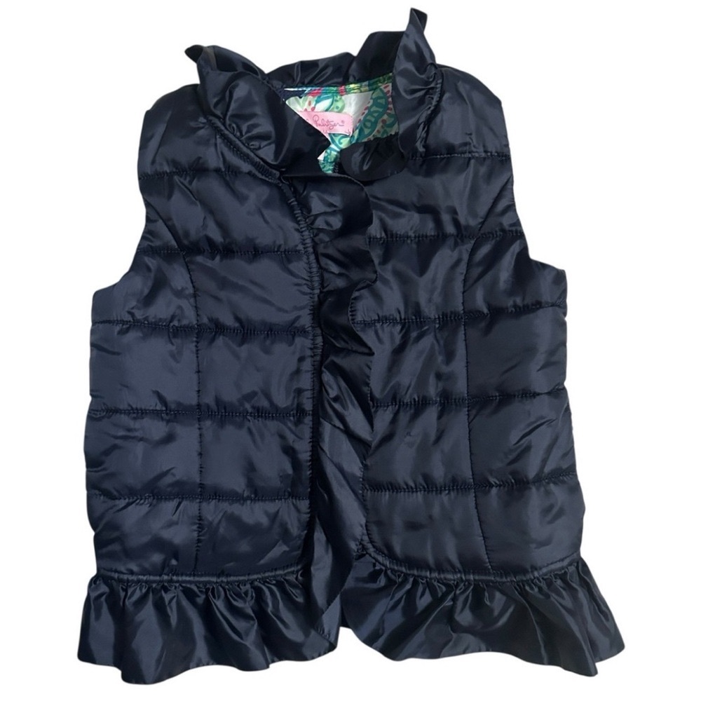 Lilly Pulitzer Navy Blue Kids Puffer Vest for girls